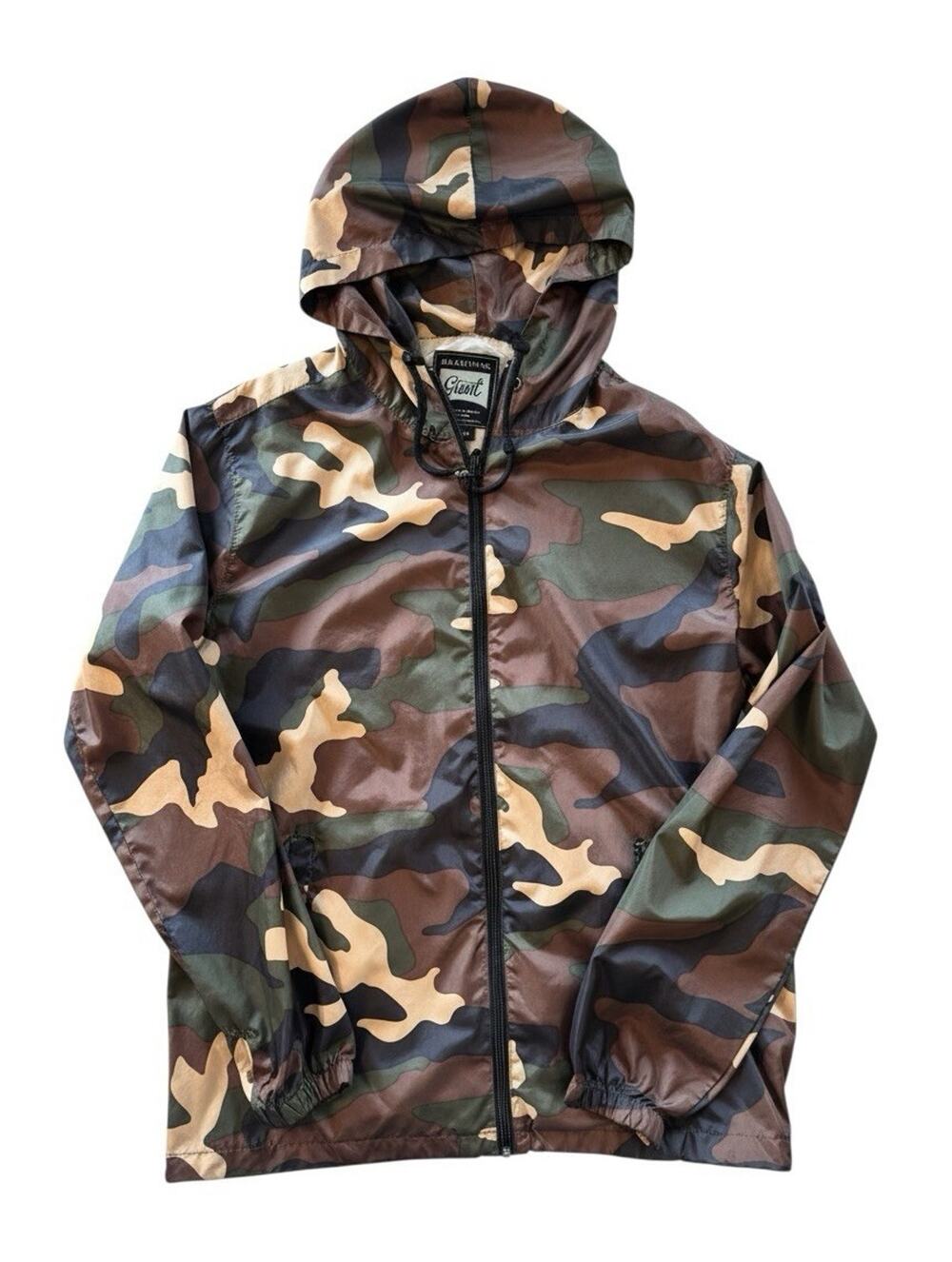Beautiful Giant Men’s Camouflage Hooded Full Zip Windbreaker Jacket Size L